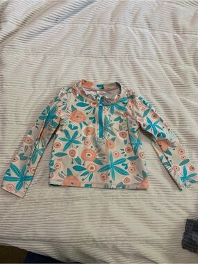 Ruffle Butts Teal & Peach Floral Long Sleeve Rashguard